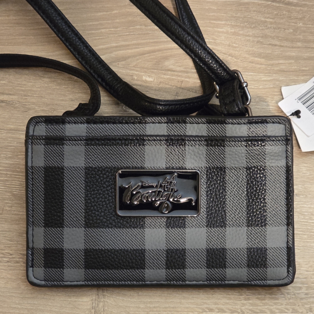 Black Plaid Crossbody Wallet with Stud Accents - Picture 6 of 8